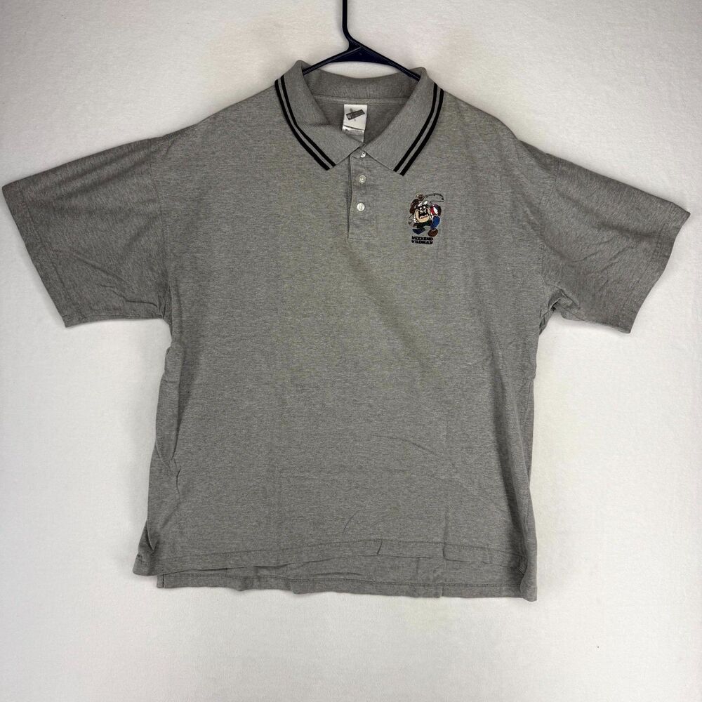 Vintage Warner Brother Studio Mens Tasmanian Devil Embroidered Polo Size XL